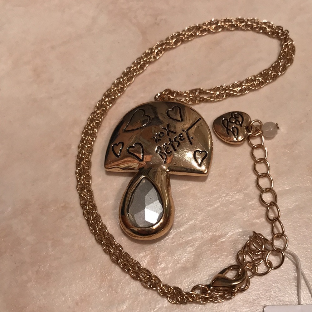 NWT Betsey Johnson mushroom jewel necklace two sided - Picture 8 of 9